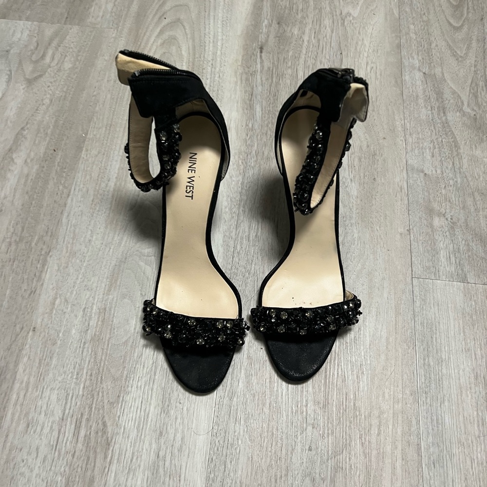 Nine West heels, black, beaded, size 9